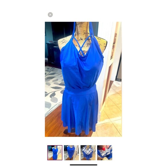 Shein curve one piece Royal Blue slimming swimsuit plus size 2X Matching Skirt - Picture 2 of 4